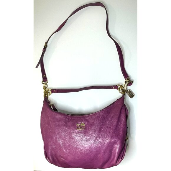 Y2K COACH 14304 Madison Hailey Purple Pebbled Leather Hobo Shoulder Bag Purse - Picture 9 of 16